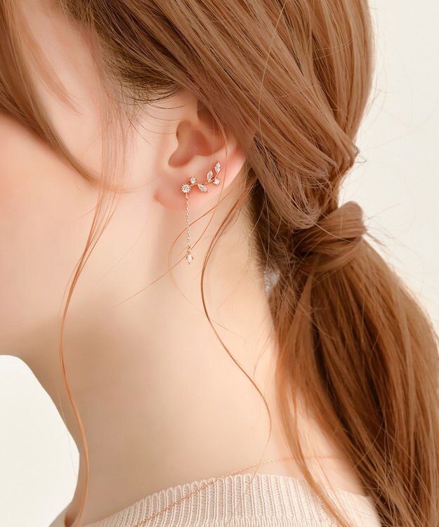 Phoebe 〈シリーズ累計販売10000点突破！〉2wayフラワリービジューピアス&イヤリング　ローズゴールド ローズゴールド