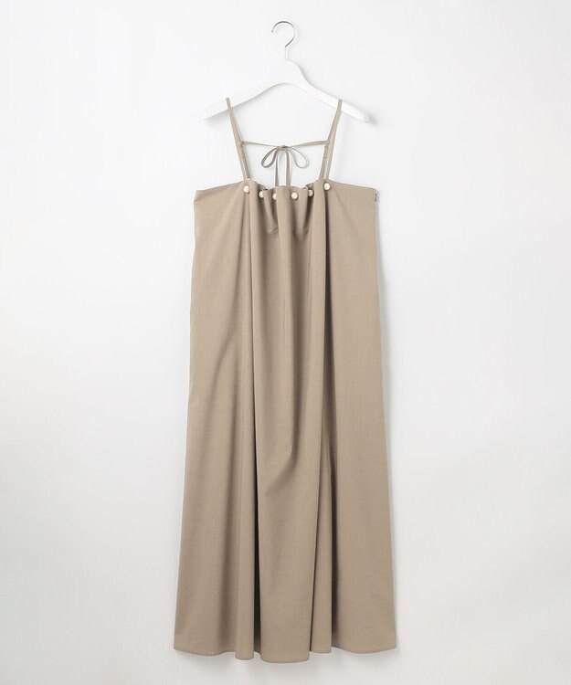 23区 L 【GOLD LABEL】クリスピーリネンストレッチ キャミソールワンピース ブラウン系