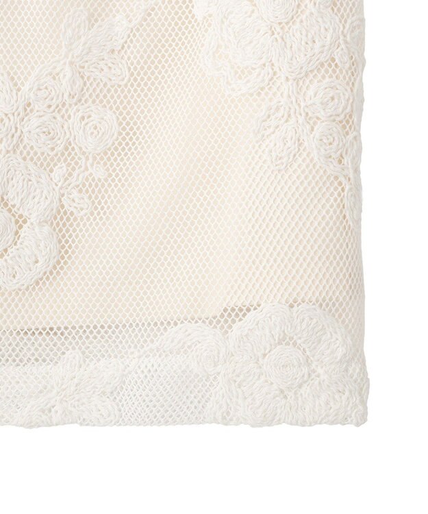 YECCA VECCA フラワー柄刺繍メッシュスカート Ivory