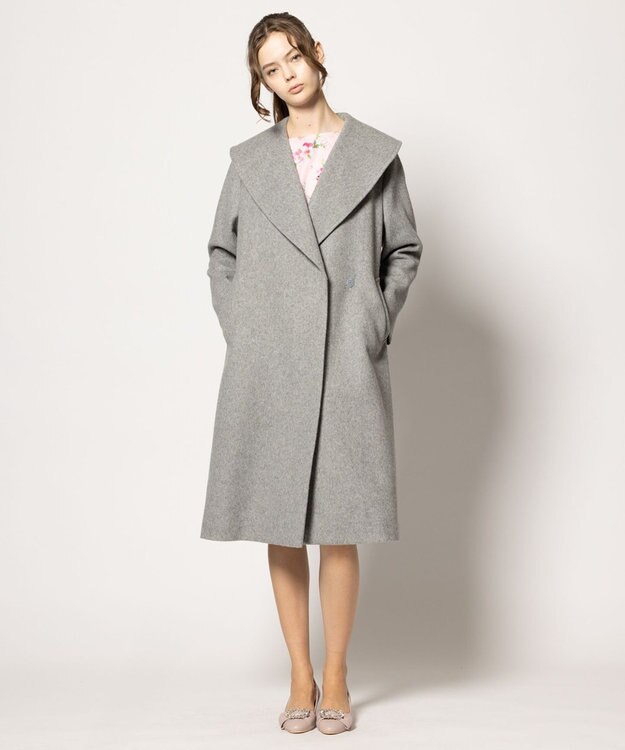 TOCCA LOOFAH ショールカラーウールコート グレー系