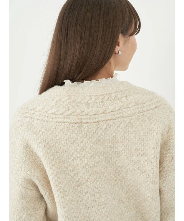 earth music&ecology ラメスラブニットカーディガン Off White