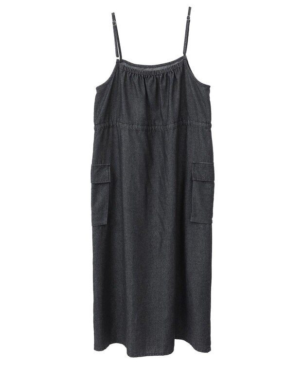 Green Parks カーゴポケットデニムキャミワンピース Black
