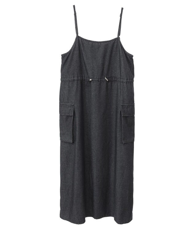 Green Parks カーゴポケットデニムキャミワンピース Black