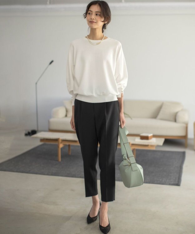 組曲 【ストレッチ・イージーケア】オシャクロス テーパードパンツ ブラック系