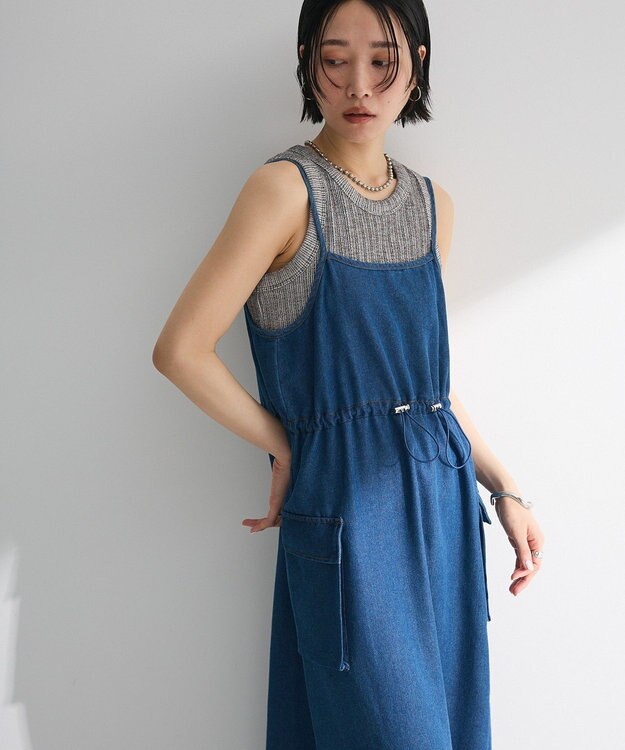 Green Parks カーゴポケットデニムキャミワンピース Indigo