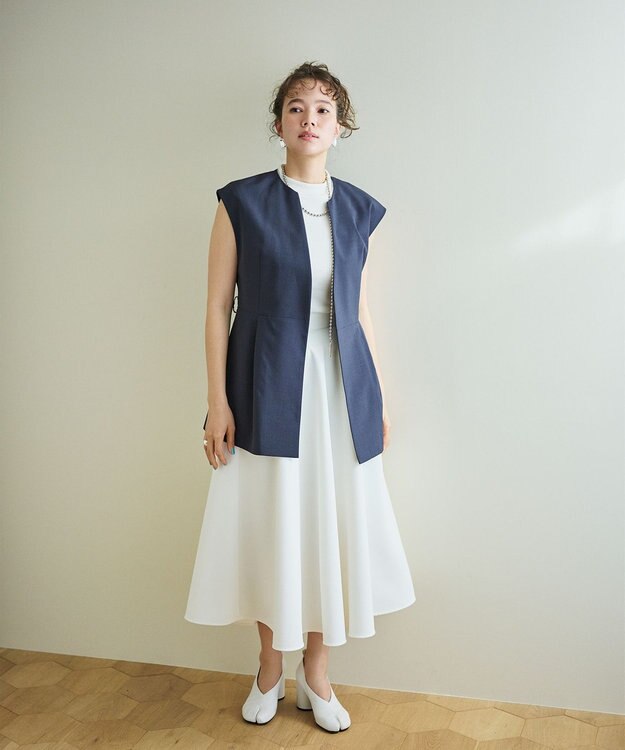 #Newans 【シワになりにくい】〈花乃まりあさんコラボ〉サーキュラースカート ホワイト