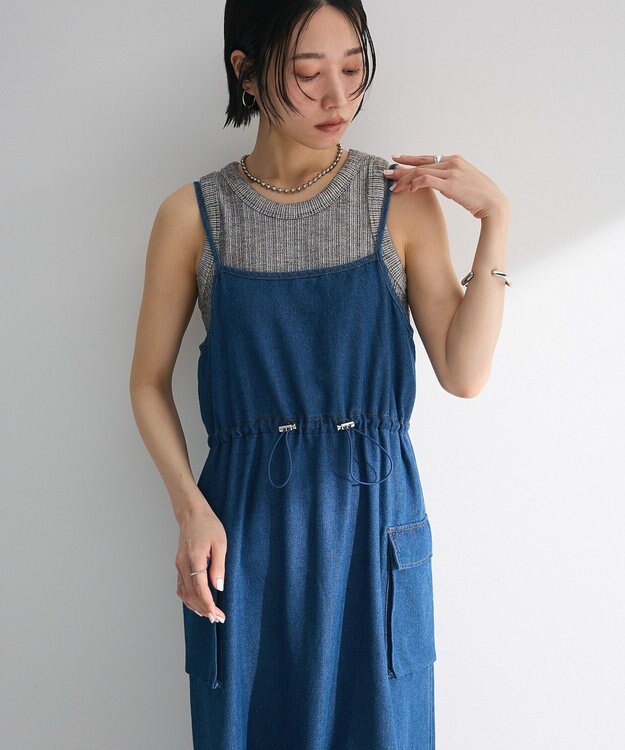 Green Parks カーゴポケットデニムキャミワンピース Indigo