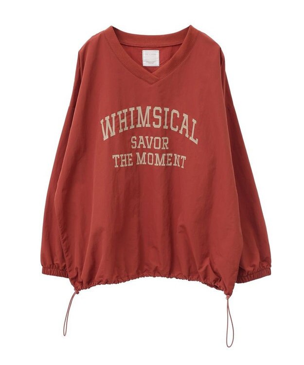 Green Parks ナイロンロゴＶネックプルオーバー Red