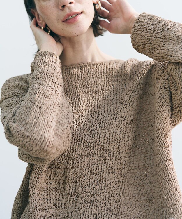 UNFILO L テープヤーンニット プルオーバー キャメル