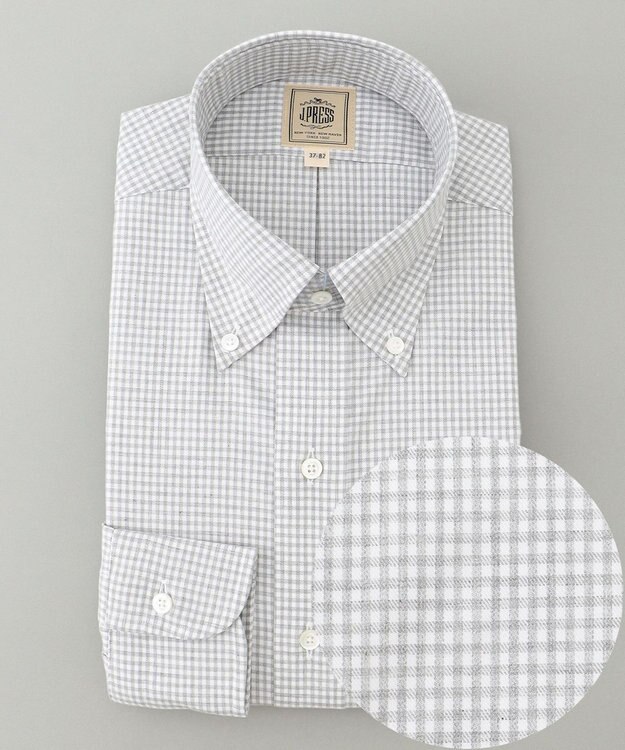J.PRESS MEN 【Single Needle Tailoring / 形態安定】メランジカラーギンガムチェック シャツ/B.D. ライトグレー系3