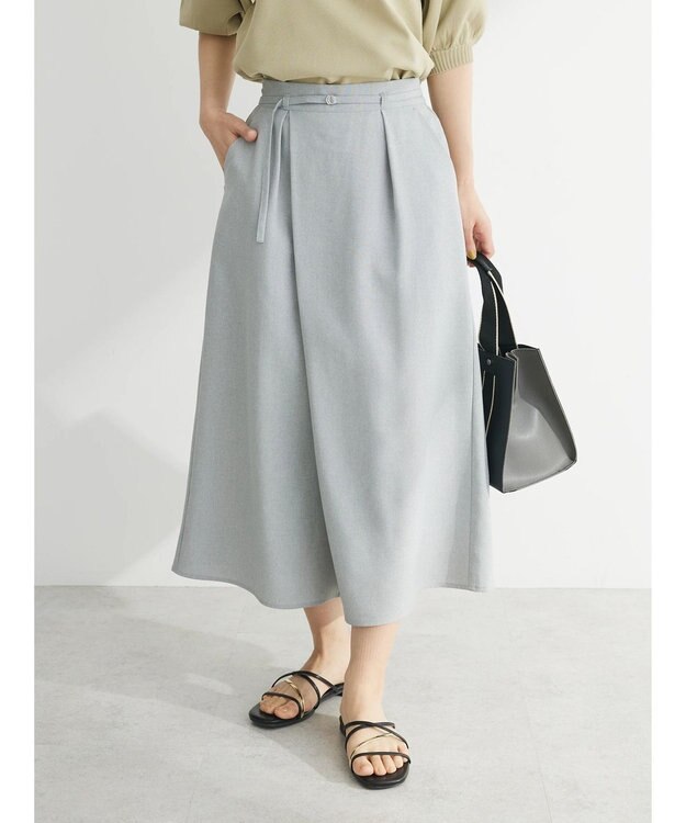 Green Parks 接触冷感　ベルト付ガウチョパンツ Gray Mixture