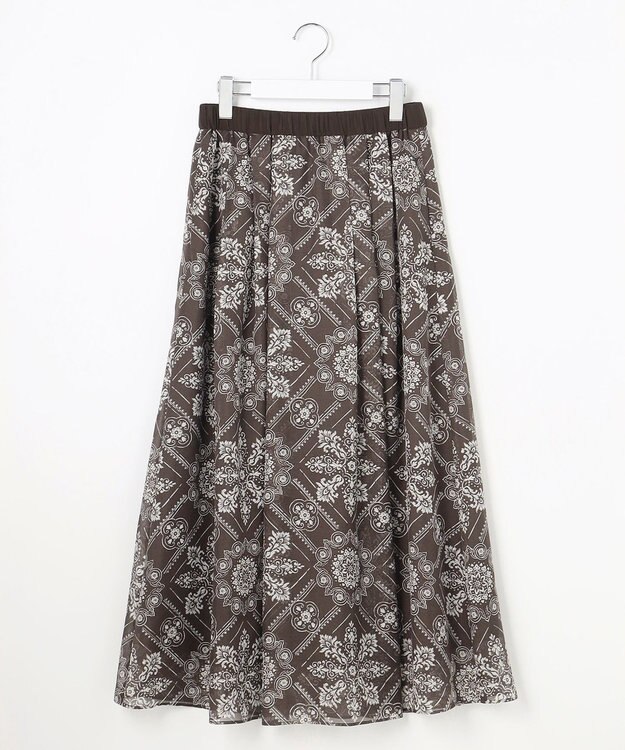自由区 ロータスタイルプリント スカート ブラウン