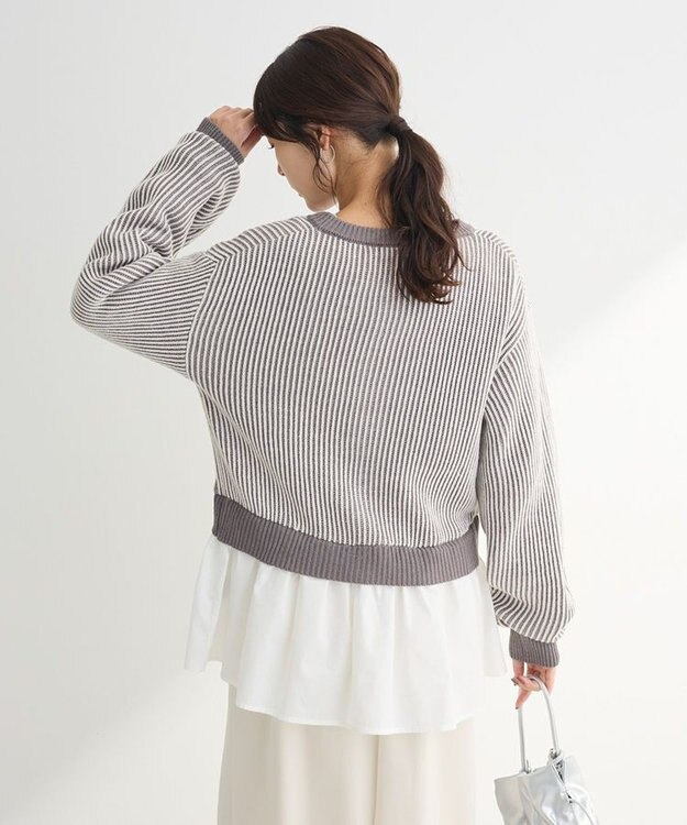 Green Parks 配色リブドッキングチュニック Gray