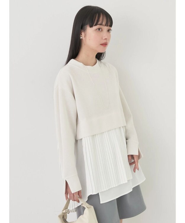 earth music&ecology プリーツヘムドッキングチュニック Ivory