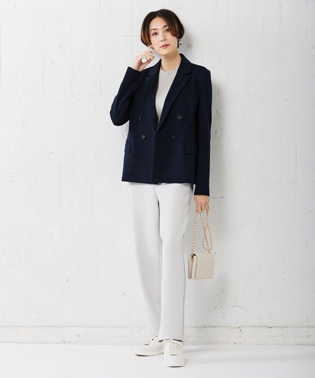 ICB L 【洗える】 ダブルクロスクレープ ストレートパンツ トープ系