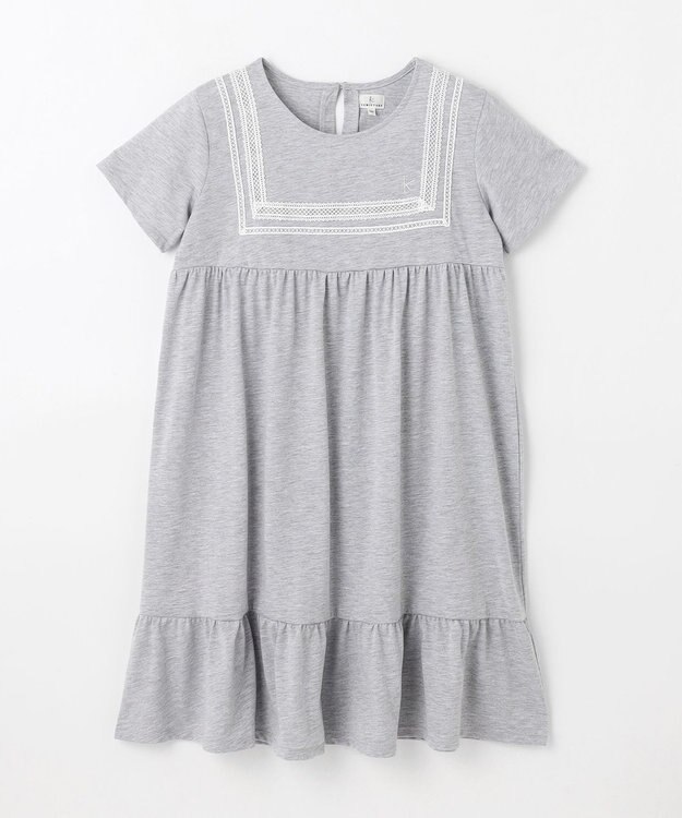 組曲 KIDS 【UVカット】【150-160㎝】セーラーレース ワンピース グレー