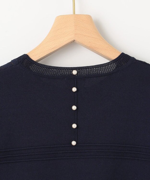 組曲 S 透かし柄 ニットプルオーバー ネイビー系