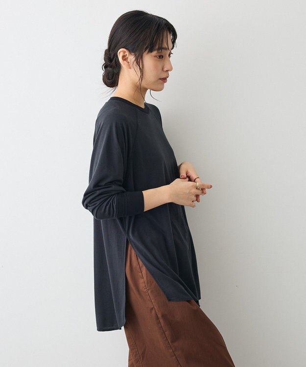 CRAFT STANDARD BOUTIQUE リブ切替ラグランチュニック Black