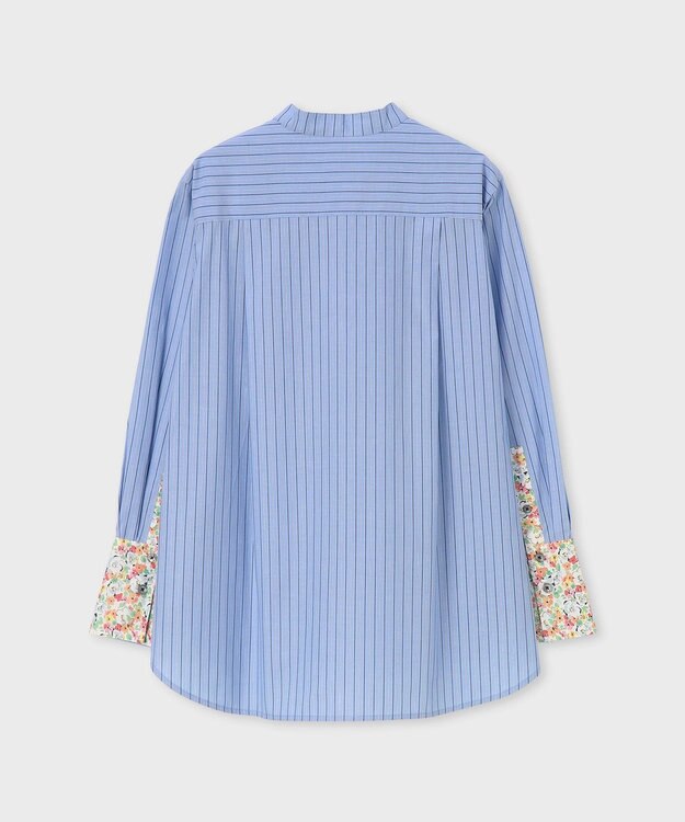 Paul Smith Garden Floral スタンドカラー 長袖シャツ ライトブルー