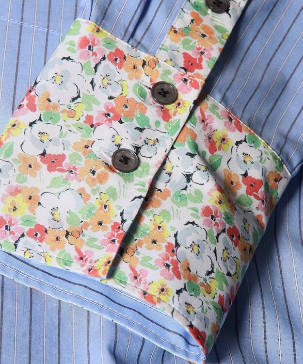 Paul Smith Garden Floral スタンドカラー 長袖シャツ ライトブルー