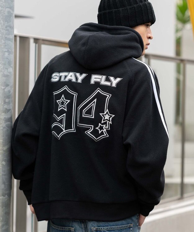 WEGO ラインフリースパーカー ブラック