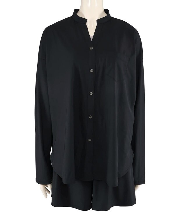 San-ai Resort（三愛水着楽園） ★新色ブラック×ライトグレー入荷【UPF50＋】シャツ・ショートパンツ付き４点セット　9M・11L　【San-ai Resort（サンアイリゾート）】 ブラック×ライトグレー