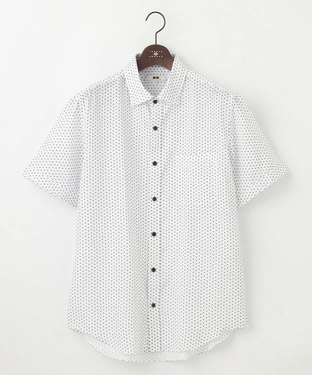 JOSEPH ABBOUD 【キングサイズ・ビジネスシーンに最適・サステイナブル】ソアロンンシャンブレープリント 半袖 シャツ ホワイト系5