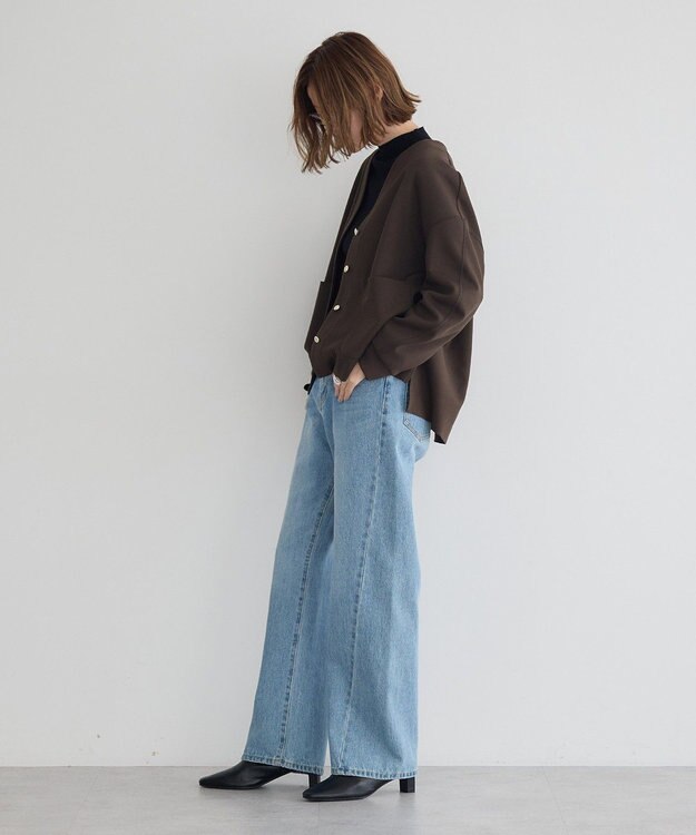 YECCA VECCA 金釦カットジョーゼットカーディガン Brown