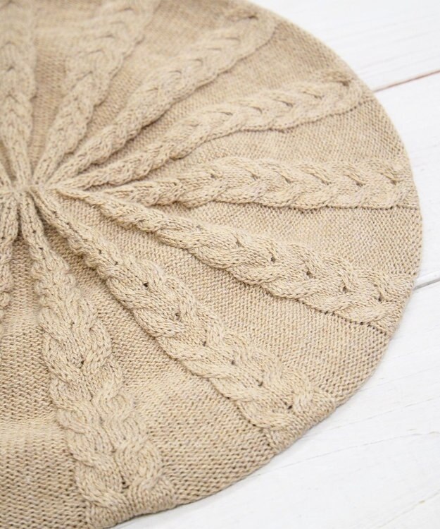 石田製帽 オーガニックコットン アラン編みベレー ベージュ