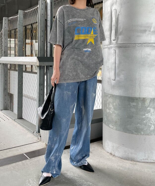 WEGO 【綿100%】ヴィンテージウォッシュグラフィックTシャツ 柄4