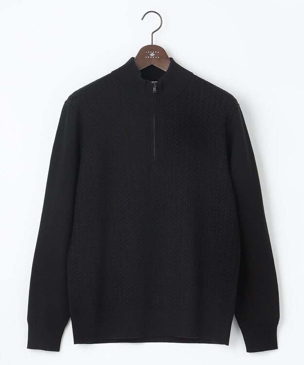 JOSEPH ABBOUD 【滑らかな肌触り/洗える】エクストラファインメリノウール ジップ ニット ブラック系
