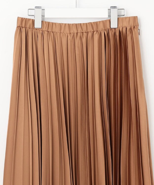自由区 【洗える】ロイヤルサテン プリーツスカート キャメル系