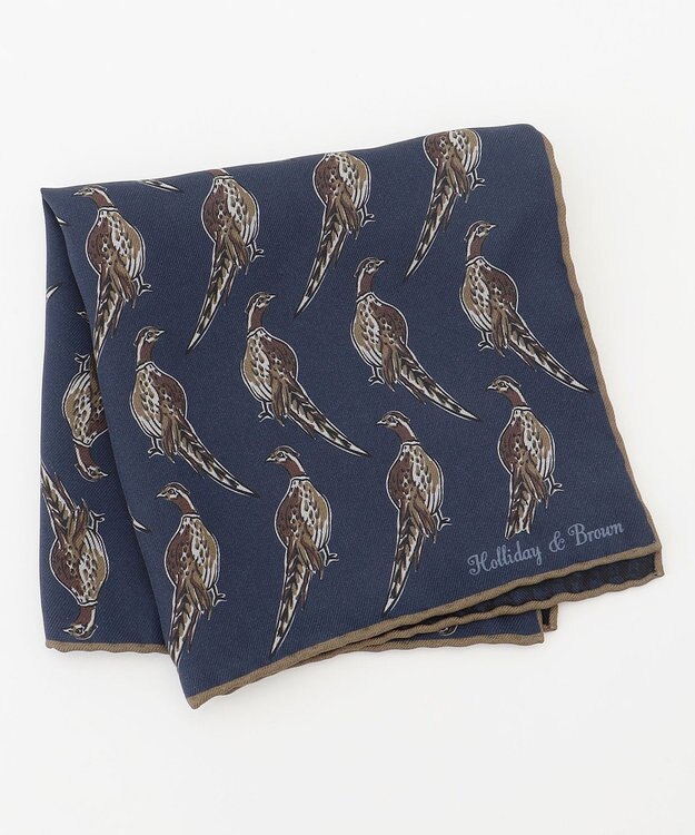 JOSEPH ABBOUD 【イタリア製・Holliday&Brown】バードグラフィックプリントポケットチーフ ネイビー系6