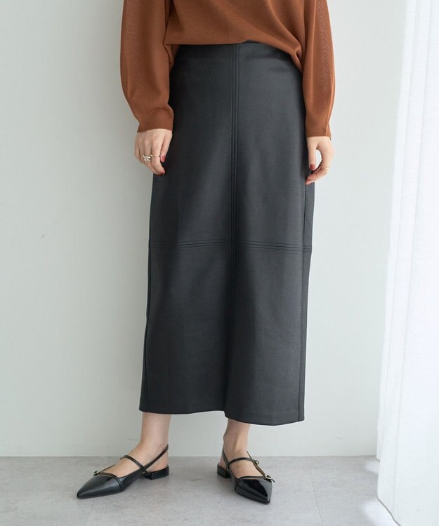 YECCA VECCA レザーライクナロースカート Black