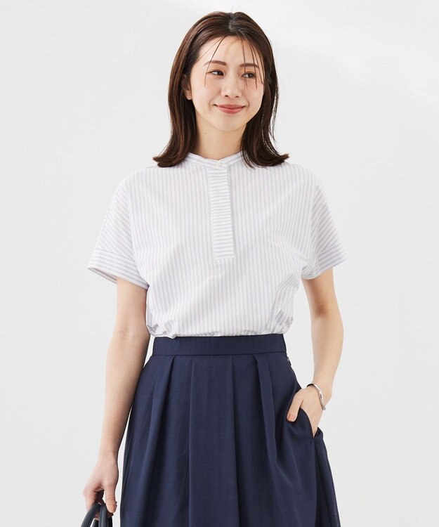 J.PRESS LADIES L ストライプジャージー ドルマンスリーブ カットソー ふじ色系1