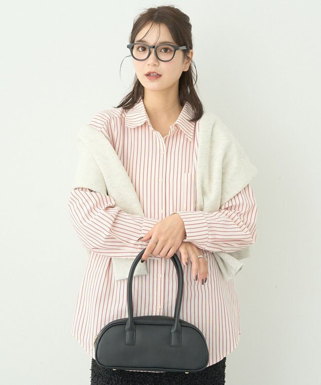 earth music&ecology サッカーストライプシャツ Red