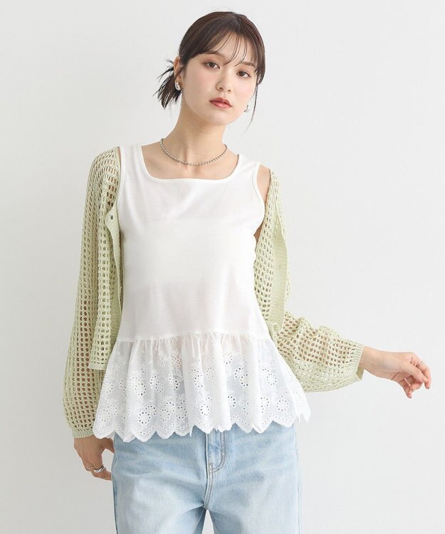 earth music&ecology コットンレースヘムインナー Off White