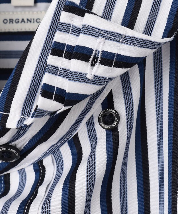 JOSEPH ABBOUD 【オーガニックコットン・柔らかな肌触り】カラーストライプ シャツ サックスブルー系1
