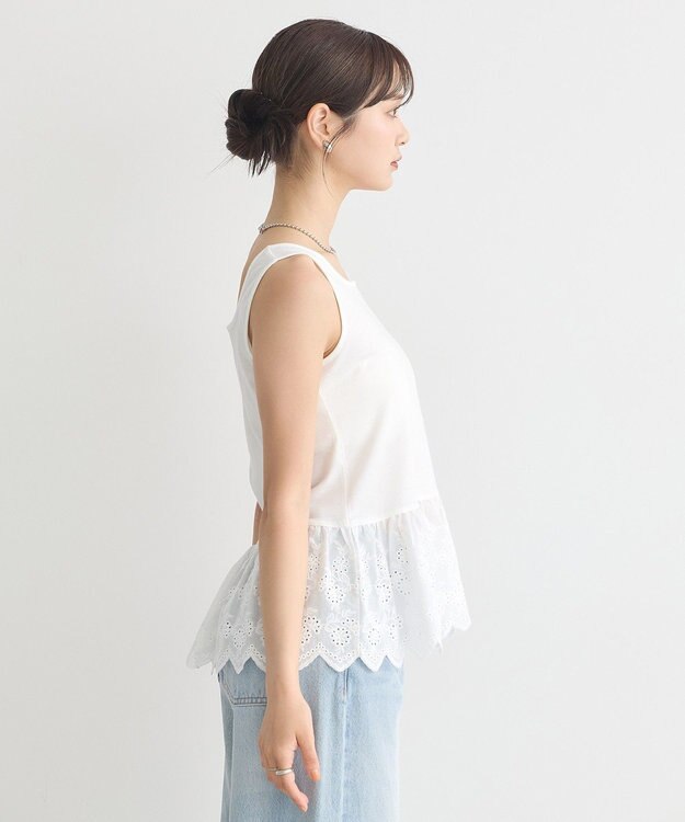 earth music&ecology コットンレースヘムインナー Off White