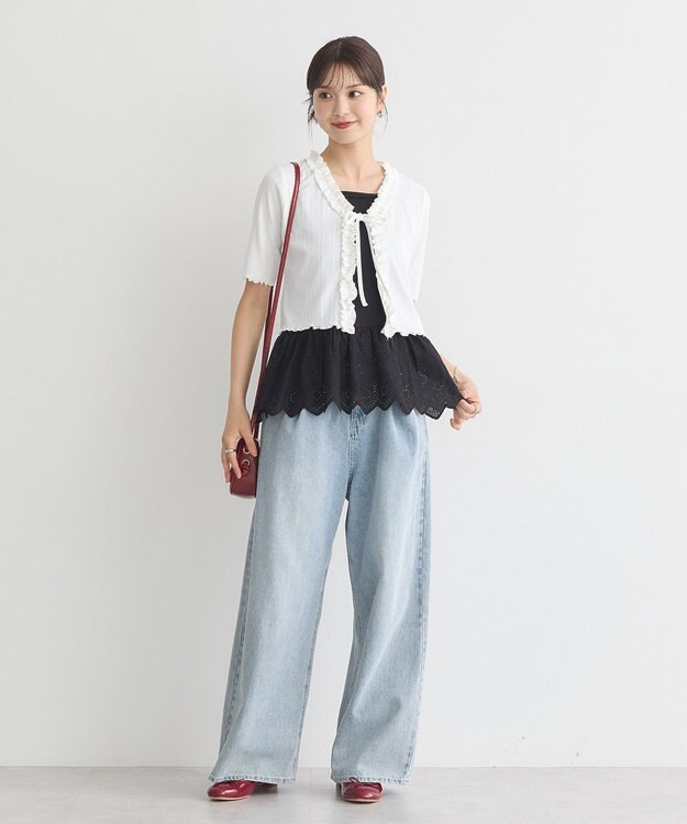 earth music&ecology コットンレースヘムインナー Black