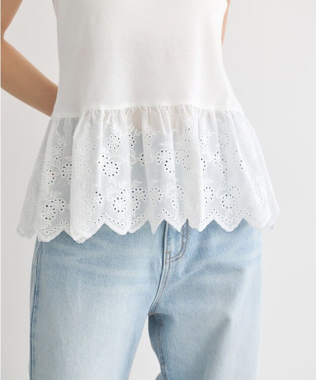 earth music&ecology コットンレースヘムインナー Off White