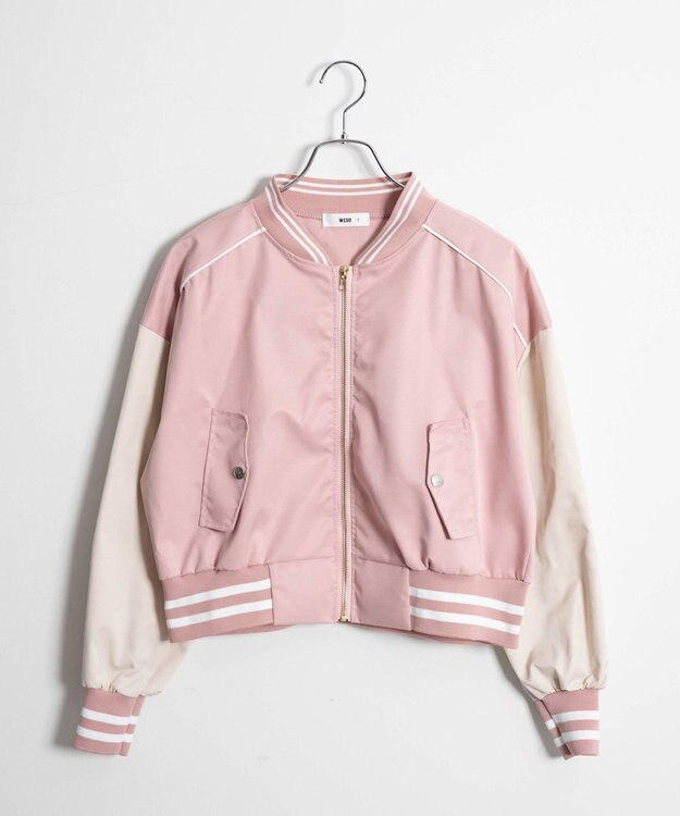 WEGO 配色デザインブルゾン ピンク