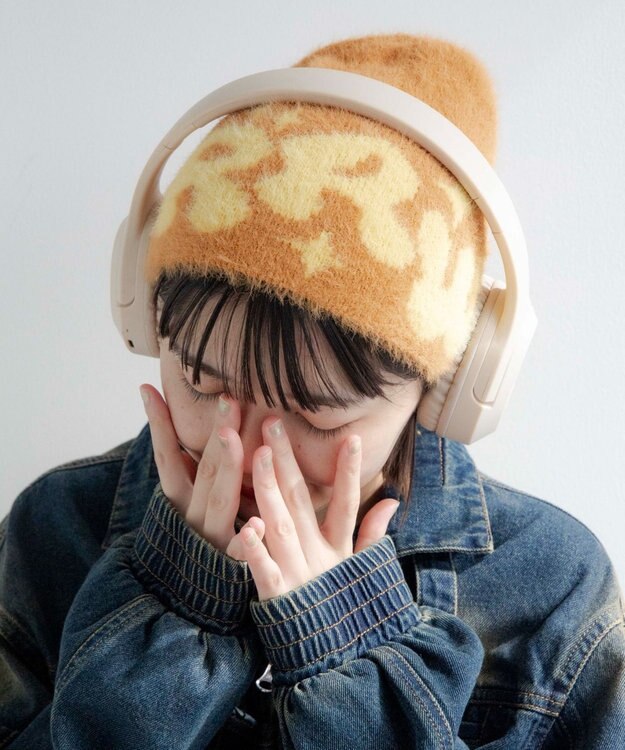 WEGO シャギーキラキラロゴニットキャップ オレンジ