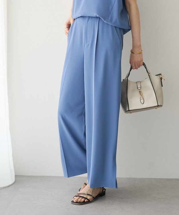 YECCA VECCA 【接触冷感】COOLスリットワイドパンツ Blue