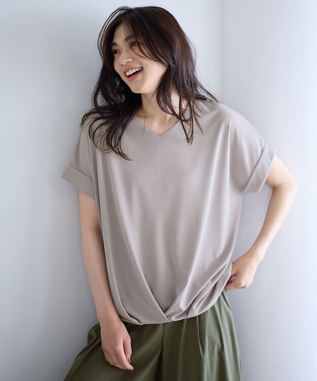 ANY カシュクールTシャツ ベージュ