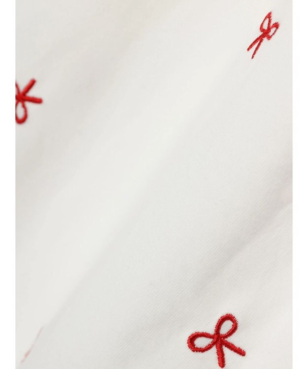 Green Parks ・Ｄｏｕｂｌｅ　Ｆｌａｇｓ　リボン刺繍ＴＥＥ Off White