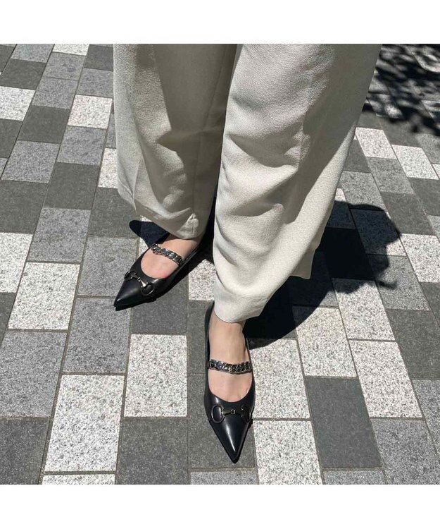 MODE ET JACOMO <MODE ET JACOMO>ポインテッドトゥメリージェーンパンプス ブラック