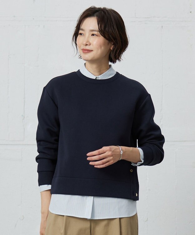 J.PRESS LADIES ダンボールジャージー カットソー ネイビー系