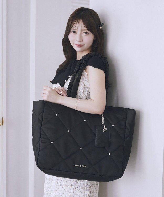 Maison de FLEUR キルティングエアリーキャリーオンバッグ Black