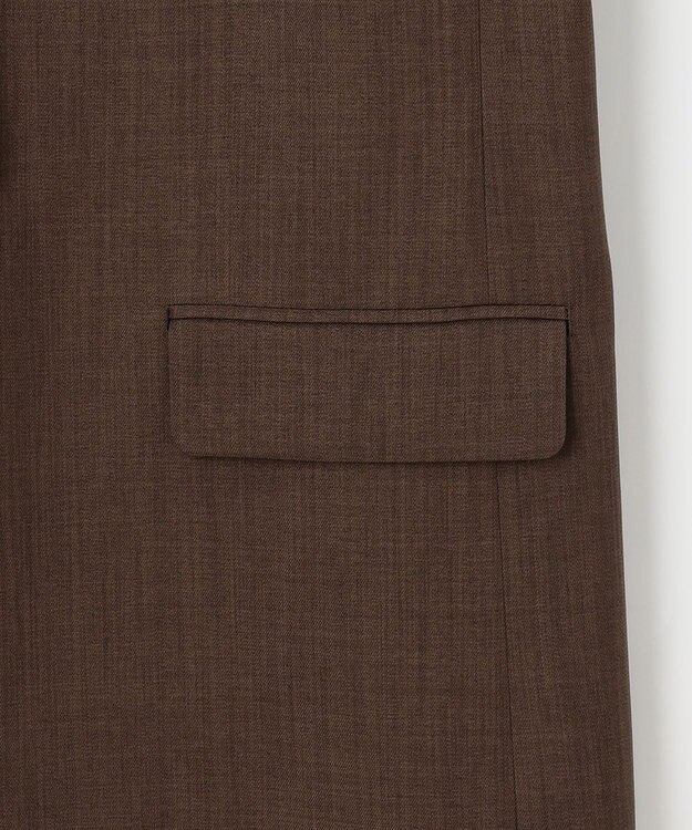 自由区 【接触冷感・速乾・UVカット・撥水・防シワ】リネンライクツイル ミドル丈ジレ ダークブラウン系